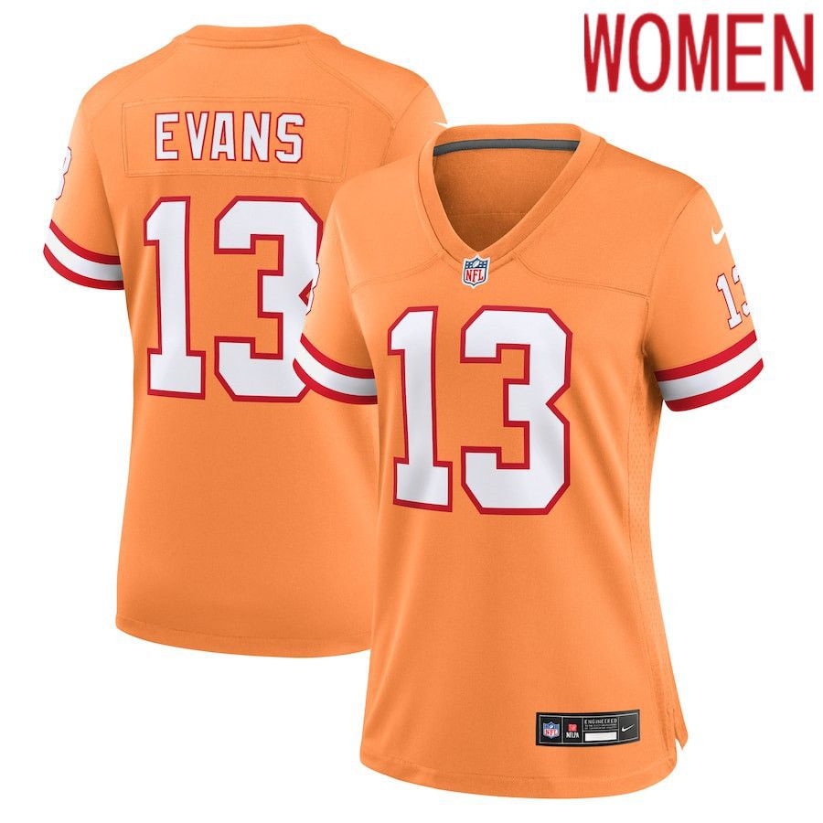 Women Tampa Bay Buccaneers #13 Mike Evans Nike Orange Throwback Game NFL Jersey->women nfl jersey->Women Jersey